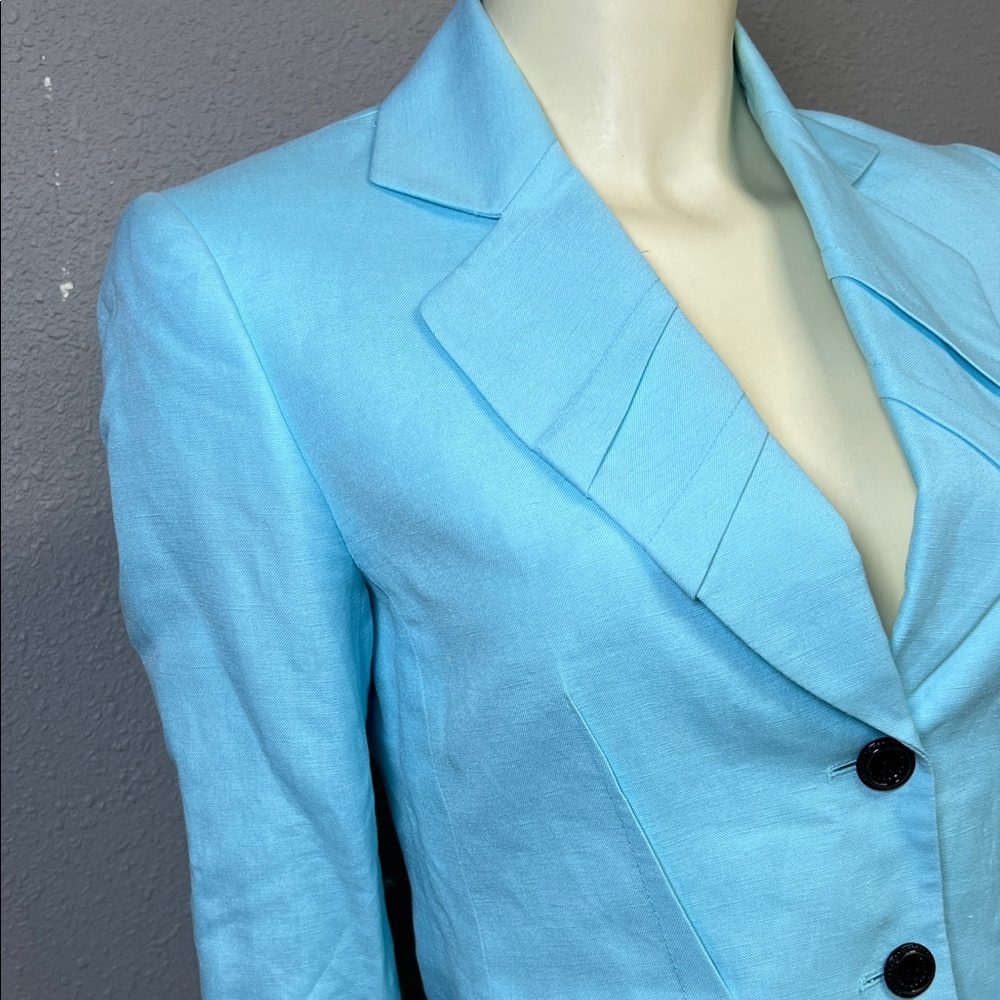 Women's Light Blue Tailored Single-Breasted Blazer - Picture 4 of 7